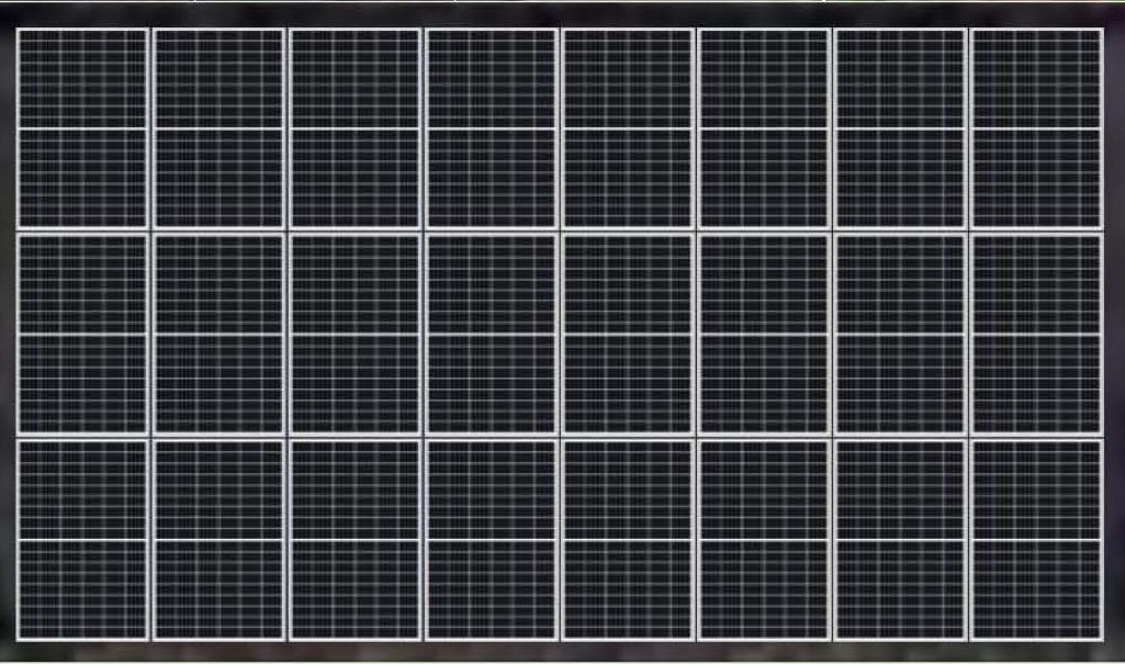 10KW Schienensystem Einlagig Schwarz Eloxiert für 24 Module zu 8 Module in 3 Reihen