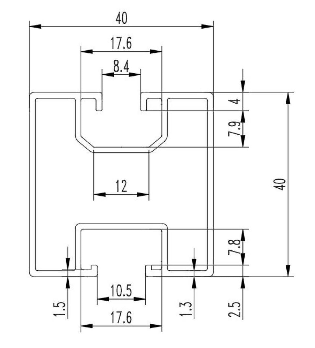 10KW Schienensystem Einlagig Schwarz Eloxiert für 24 Module zu 8 Module in 3 Reihen