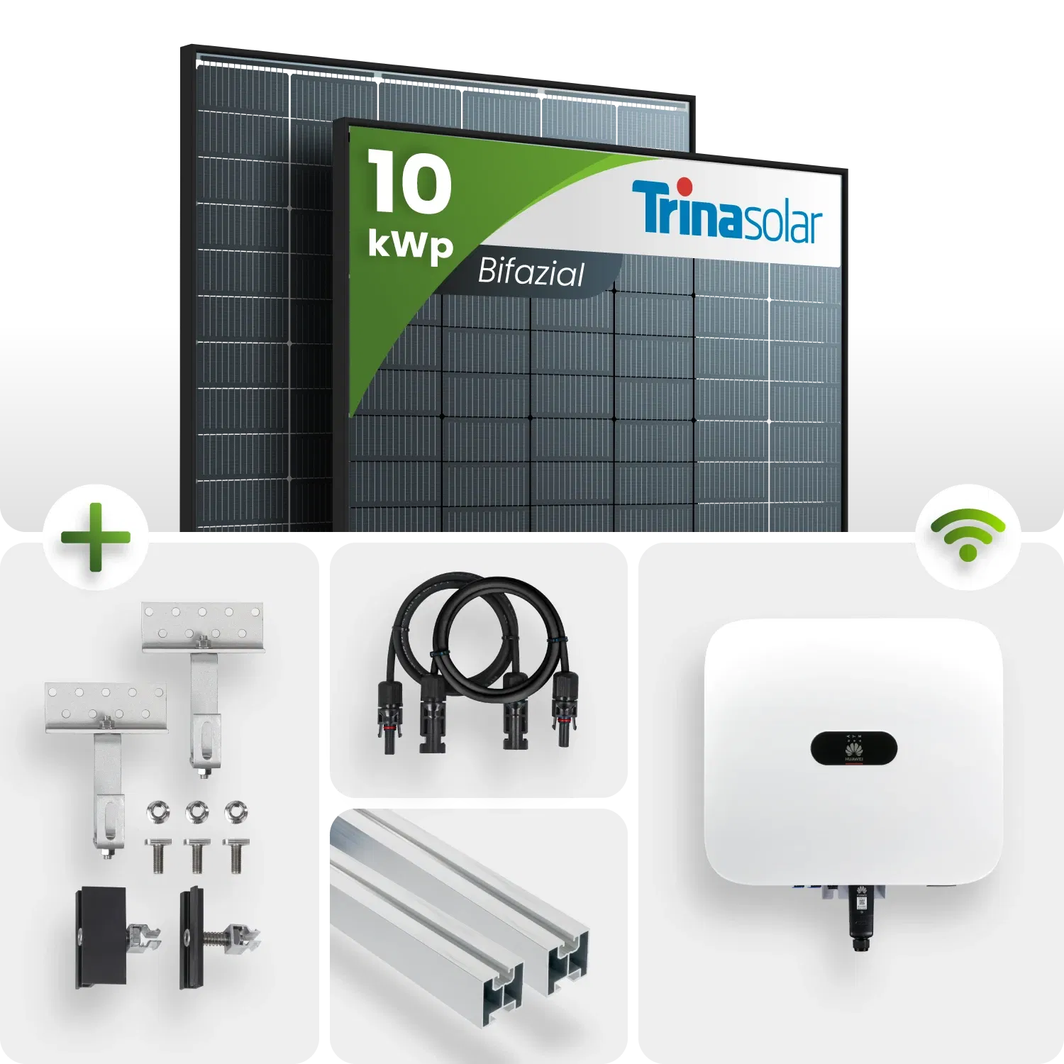 PV Komplettpaket Huawei 10KW Schrägdachmontage Trina 430 Vertex S+ Bifazial Black Frame Module